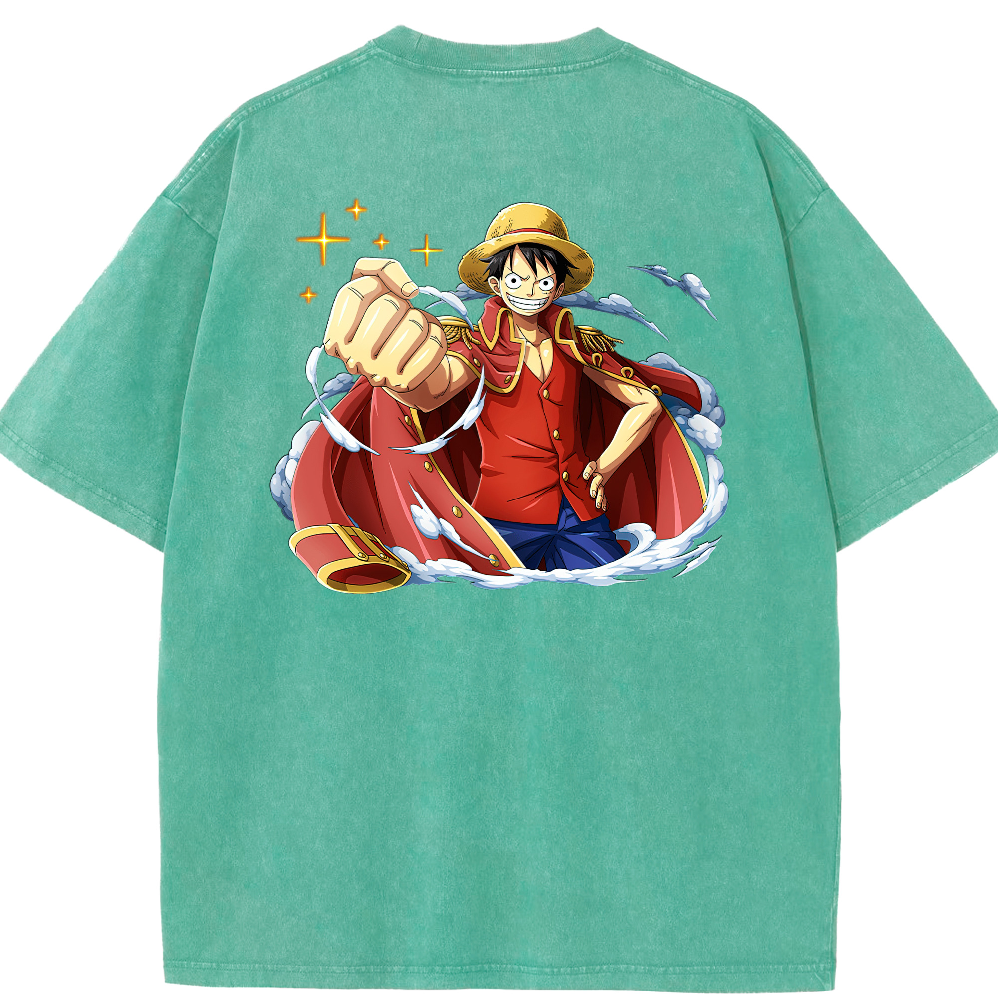 ワンピース モンキー・D・ルフィ ONE PIECE Monkey D. Luffy 綿100% ヴィンテージ風 半袖Tシャツ（背面プリント）